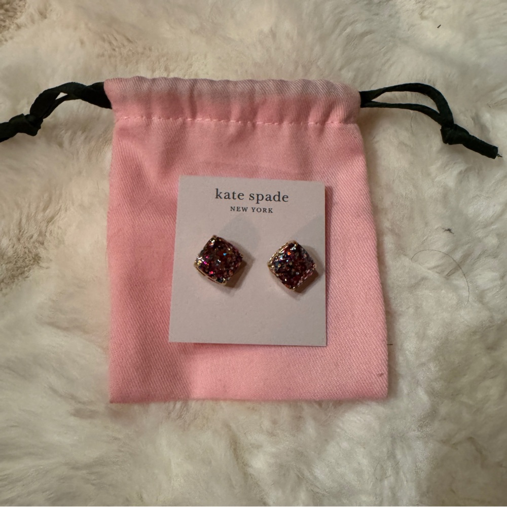 Kate Spade Glittering Pink Square Earrings